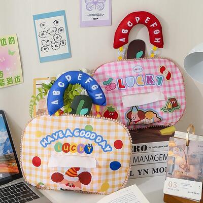 Car Tissue Box Cover with Apple Cartoon Design, Hanging Styl