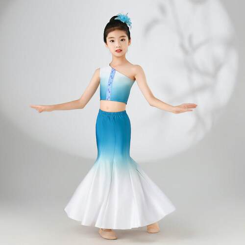高档鱼款儿童族服装演新傣出服幼儿尾练习舞裙孔雀舞艺考服装民族