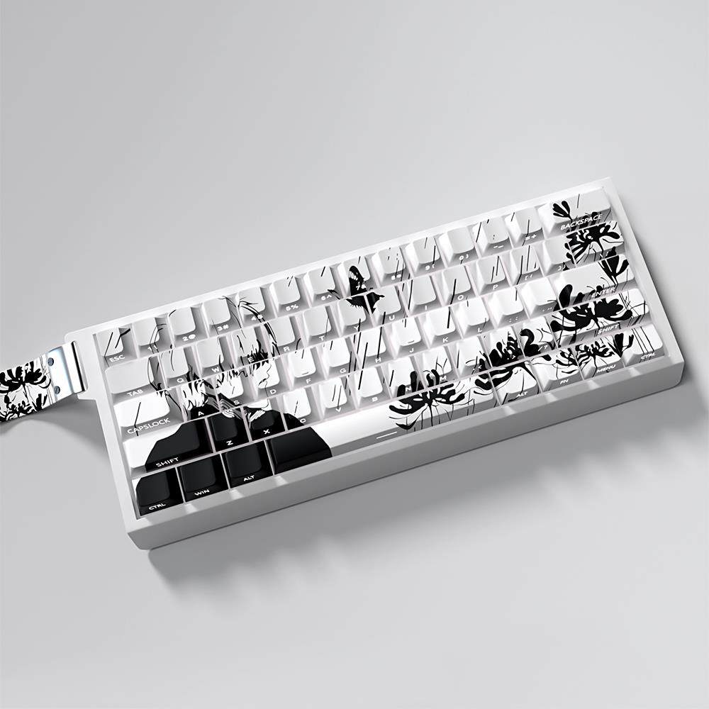 二次元主题金木研键帽原厂侧刻透光PBT热升华适配64/68键盘ace60