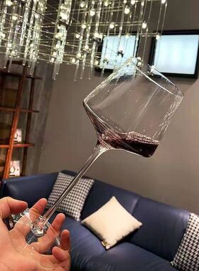 欧式复古高脚杯1支装纯手工勃艮第玻璃杯葡萄酒杯水晶红酒杯INS风