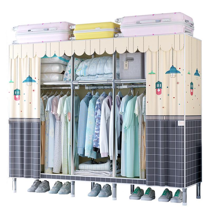 立构简易衣柜加粗加固合金接口布衣柜简约经济组装收纳整理衣橱