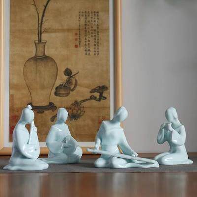 新中式唐古代仕女人物陶瓷摆件家居客厅玄关装饰品工艺品古典美女