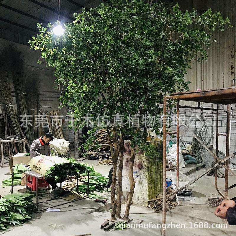 直销装饰仿真古榕树金榕树造型榕树白色榕树叶须盆景小叶榕树工厂