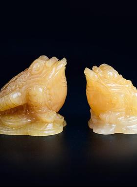 高档特蟾价摆大号米小黄玉金蟾招财件三足金吉祥物家居装饰品开业