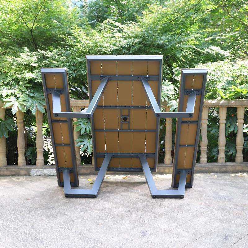 户外连体桌椅庭院露天塑木室外花园休闲公园椅组合防水防晒家具