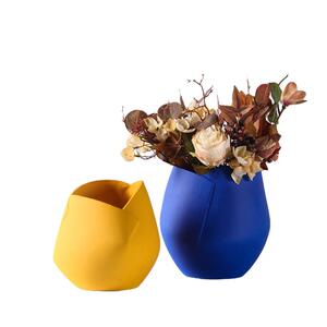 简约卡莱因蓝陶瓷花瓶摆件样板房客厅玄关餐桌插干花器家居装饰品