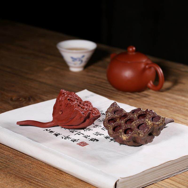 厂家宜兴精品手工紫砂茶宠摆件 禅莲茶玩莲蓬仿真莲子工艺品
