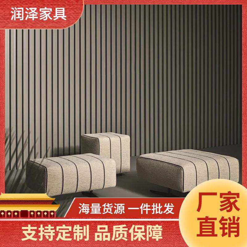 北欧轻奢创意棉麻布艺沙发凳意式卧室床尾凳服装店衣帽间搁脚凳子