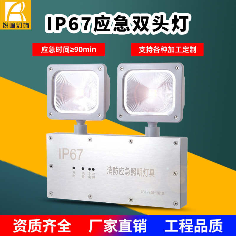 厂家直供双头应急照明灯防水隧道冰库写字楼走廊消防安全指示灯