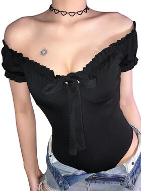 Solid Off The Shoulder Sexy Ladies Stretchy Bodysuit Women T