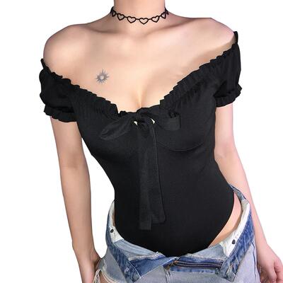 Solid Off The Shoulder Sexy Ladies Stretchy Bodysuit Women T
