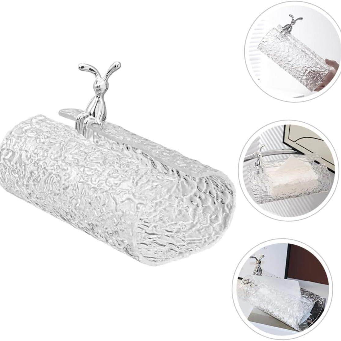 现货高级感桌面轻奢抽纸盒 水波纹纸巾盒透明卫生间厕纸收纳盒