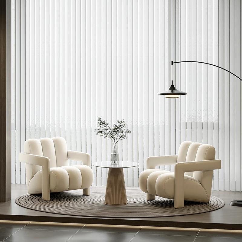 轻奢单人沙发客厅布艺单人椅阳台卧室奶油风休闲设计师懒人沙发椅