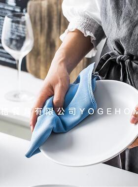 红酒杯擦拭布涤纶棉布全棉蓝色口布正方型擦杯布吸水不掉毛抗菌