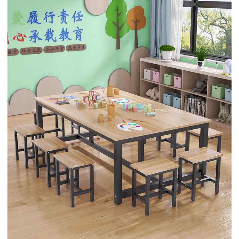 小学生幼儿园美术桌绘画桌培训班辅导桌彩色手工桌补习班