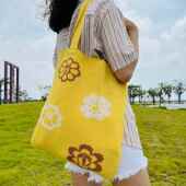 新款 跨境包包针织包ins包包单肩包包大容量托特包花朵包女包