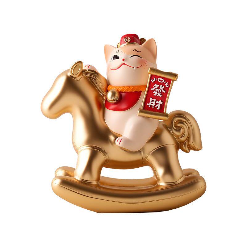 创意招财猫小摆件高级感客厅门口玄关装饰办公室工位乔迁入户礼品