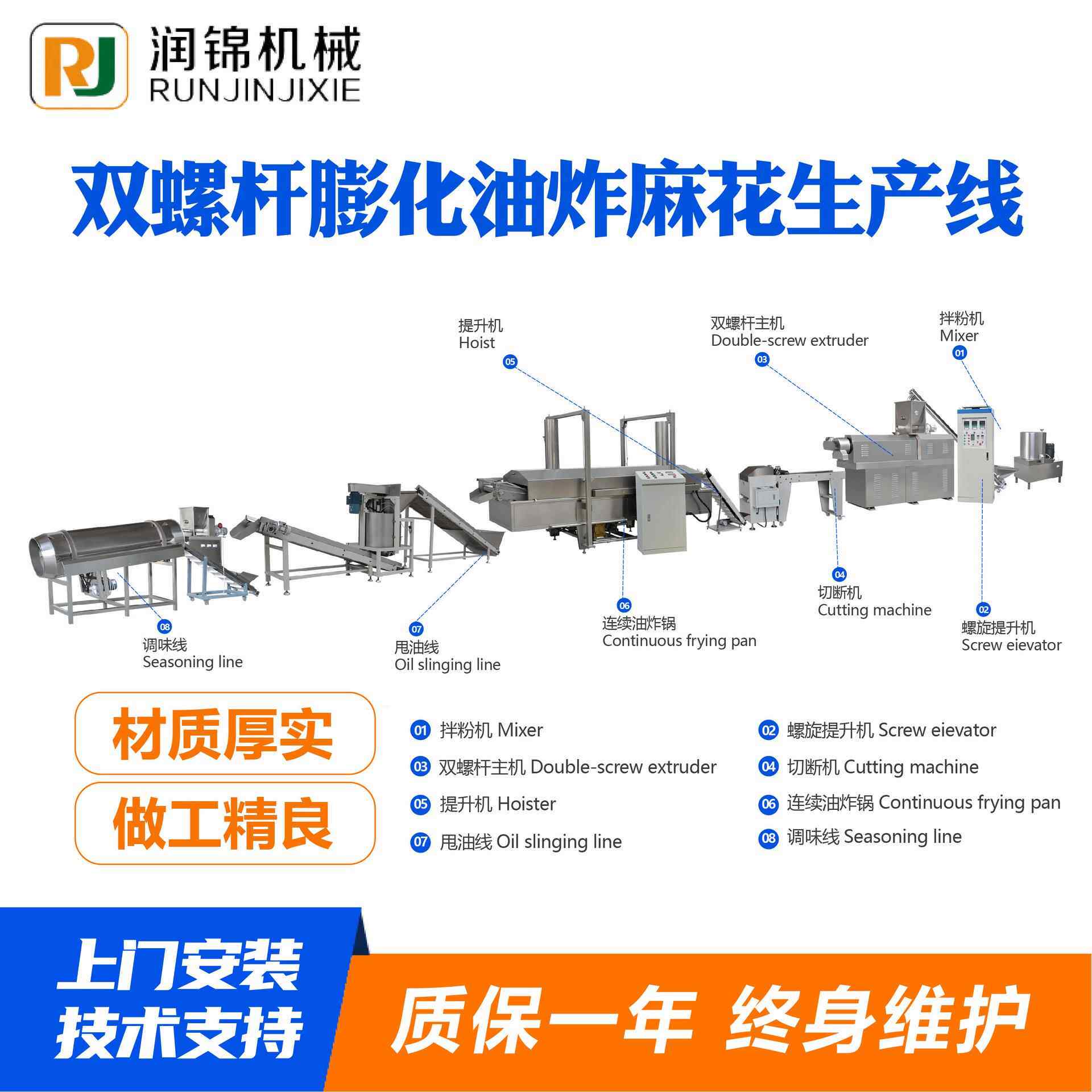 双螺杆膨化油炸麻花生产设备厂家现货安装双螺杆膨化油炸麻花设备