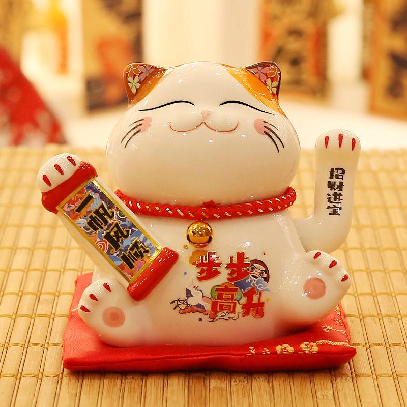 陶瓷招财猫摆件自动招手摇手发财猫家居店铺开 业礼品创意礼物