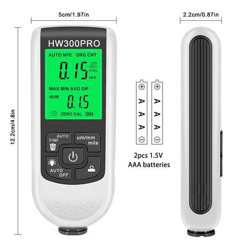 外贸新款高精度涂层测厚防滑漆膜仪油漆粉层干膜测厚仪 HW-300PRO
