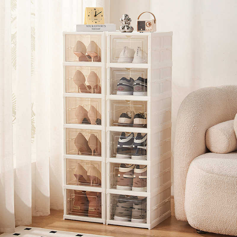 折叠鞋柜一拉就用鞋盒收纳盒透明收纳省空间存放盒塑料折叠盒,收纳整理,鞋子收纳架,淘宝优惠券,粉丝福利购,淘宝优惠卷
