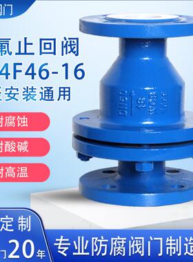 H44F46横竖通用衬四氟止回阀逆止阀单向阀化工部防腐旋启止回阀
