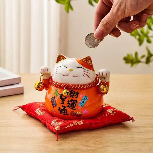 Room Accessories Ceramic Maneki Neko Piggy Bank Japanese Luc