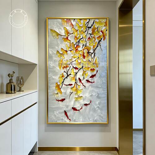珐瑯彩画客厅入户玄关走廊过道装饰画饭厅现代简约挂画卧室壁画