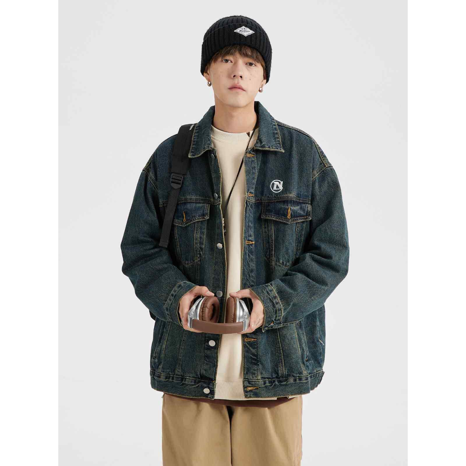 男道日系水洗做旧牛仔外套男生秋季新款百搭青年宽松潮流夹克上衣