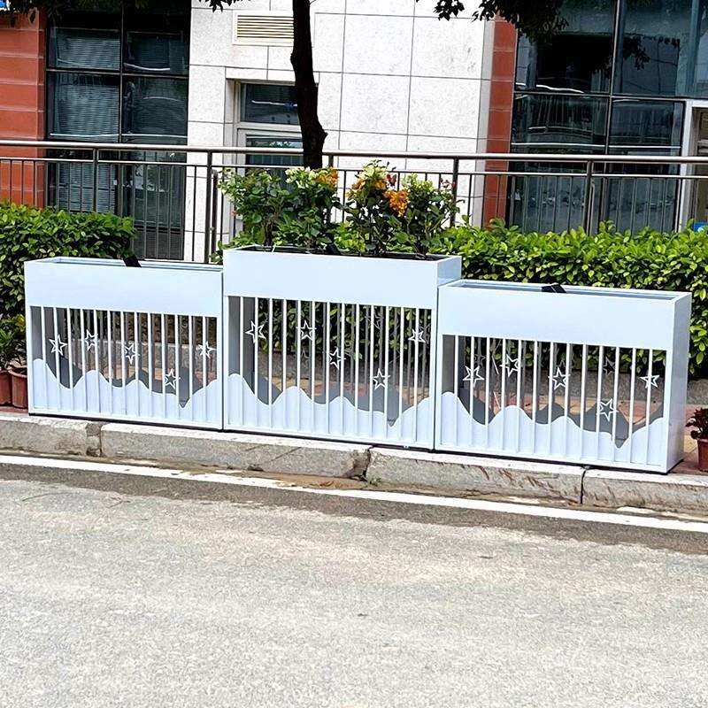 户外花箱庭院花坛门店成品镂空铁艺隔断金属不锈钢花池