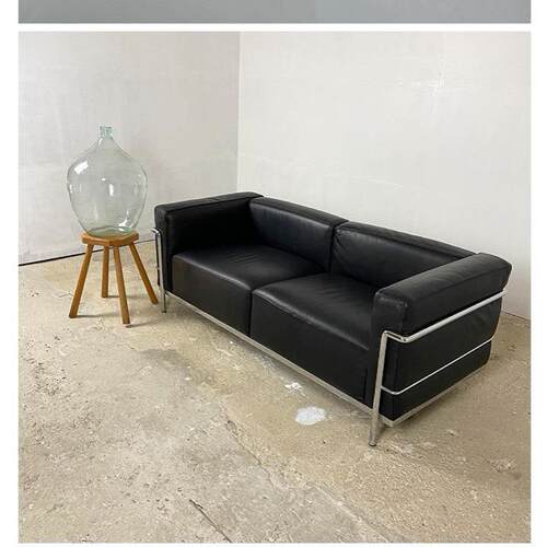 意大利设计师柯布西耶Lc3皮沙发组合接待包豪斯黑色双人位休闲