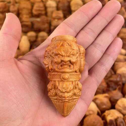 陈化崖柏大黑天金刚杵降魔杵实木木雕手把件文玩工艺品随身小挂件