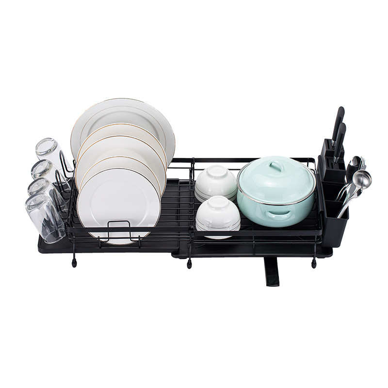 伸缩碗碟架厨房置物架拉伸厨房收纳架大容量沥水架碗筷桌面架