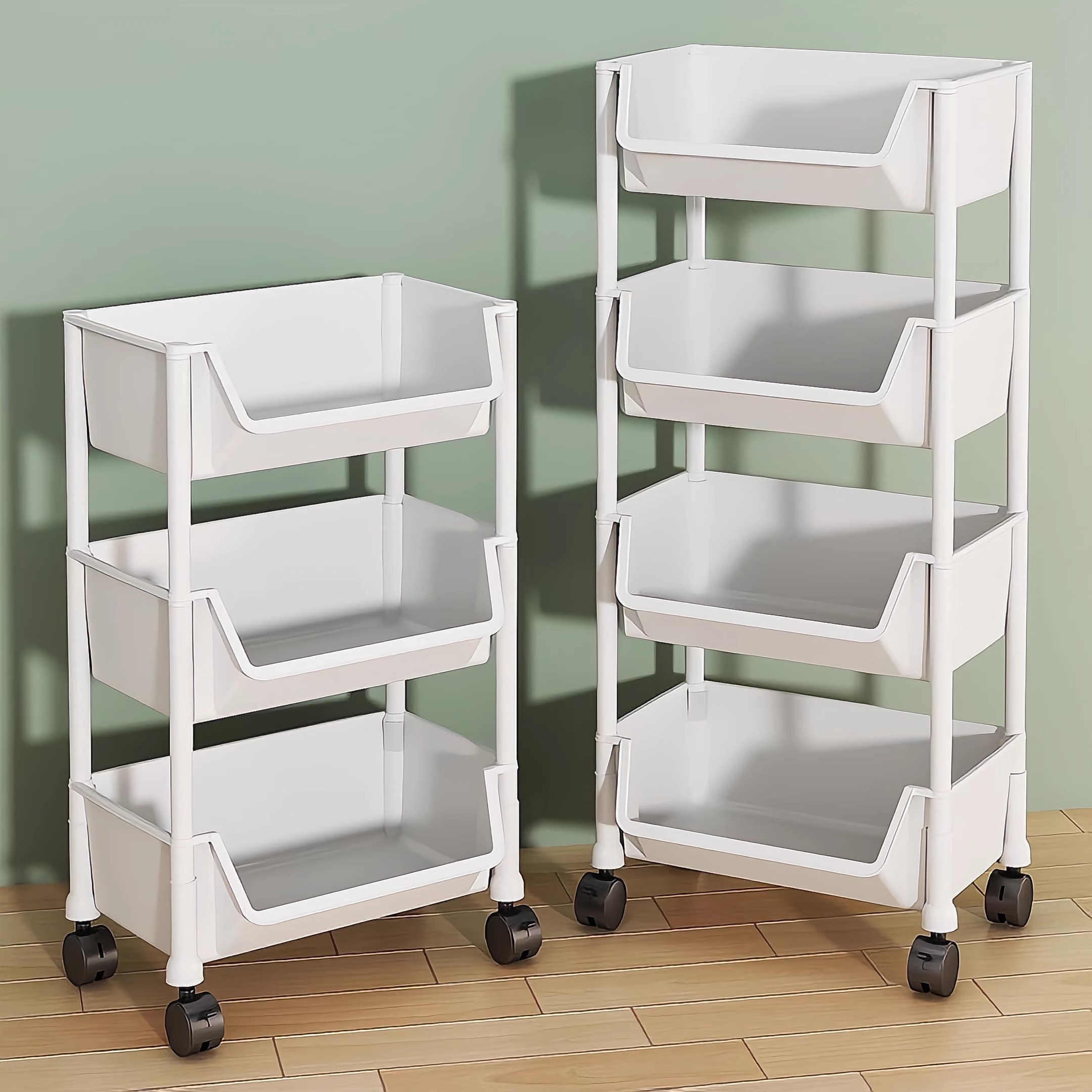 小推车置物架可移动儿童玩具收纳架落地多层家用带轮简易绘本书架