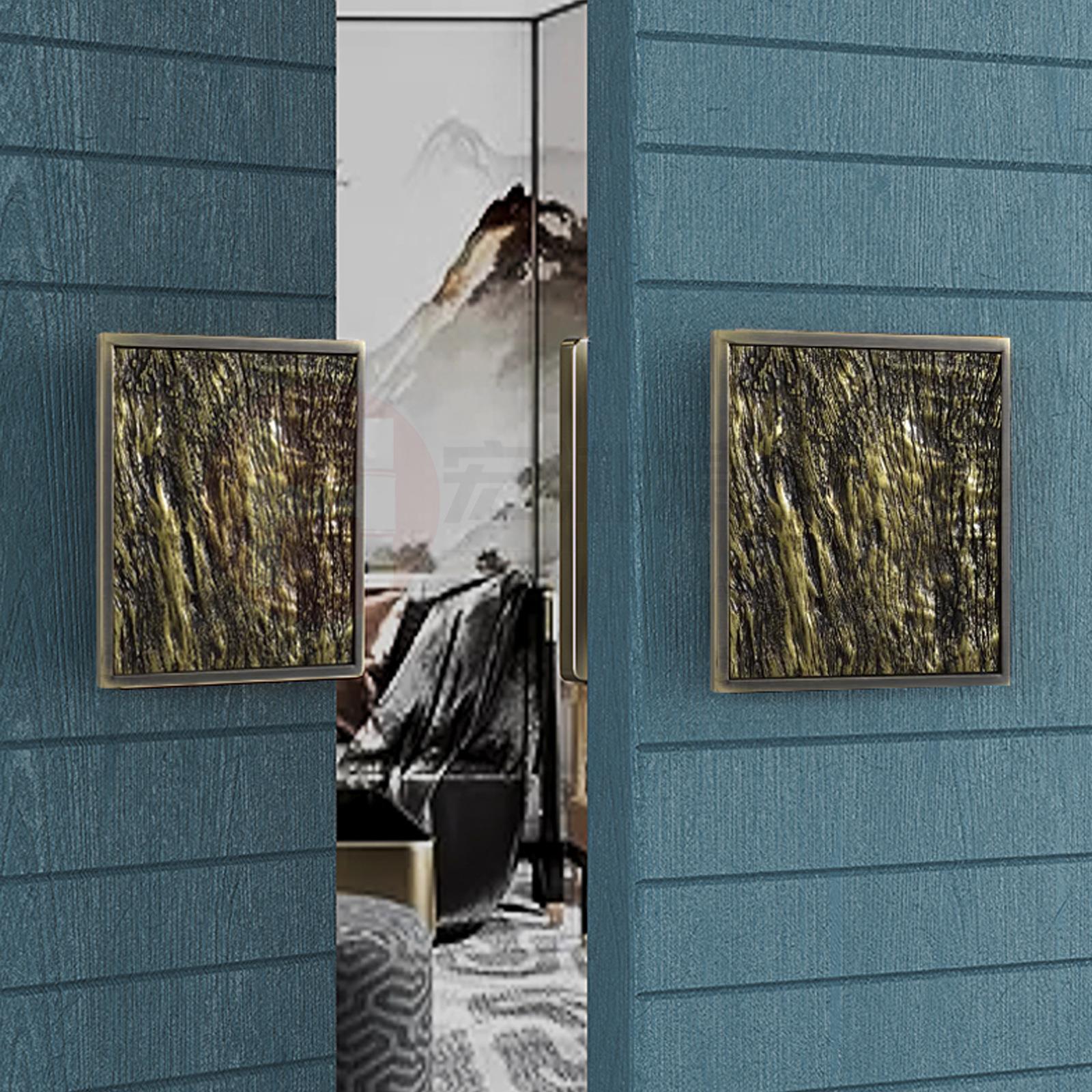 术树皮理拉手青古铜艺柜门树皮纹理树皮色纹方形小衣柜纹长门把手