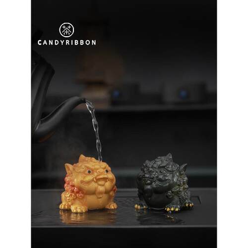 candyribbon变色茶宠摆件招财纳福貔貅金蟾精品可养茶桌摆设茶具