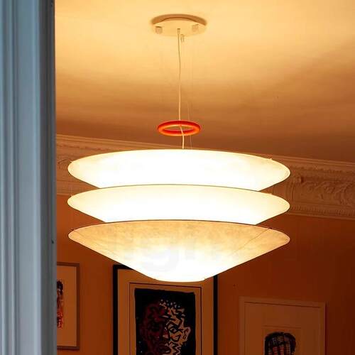 北欧中古侘寂风简约杜邦纸吊灯酒店大厅loft别墅挑空客厅餐厅吊灯