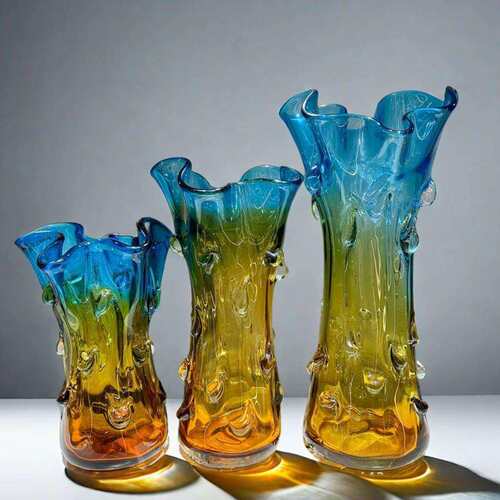 唯美复古异形琉璃花瓶北欧小清新玻璃家居装饰摆件花器水培