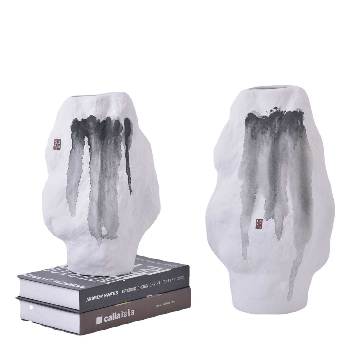 新中式陶瓷墨画简约水墨花民宿样板间家居软装玉器玄关客厅艺术