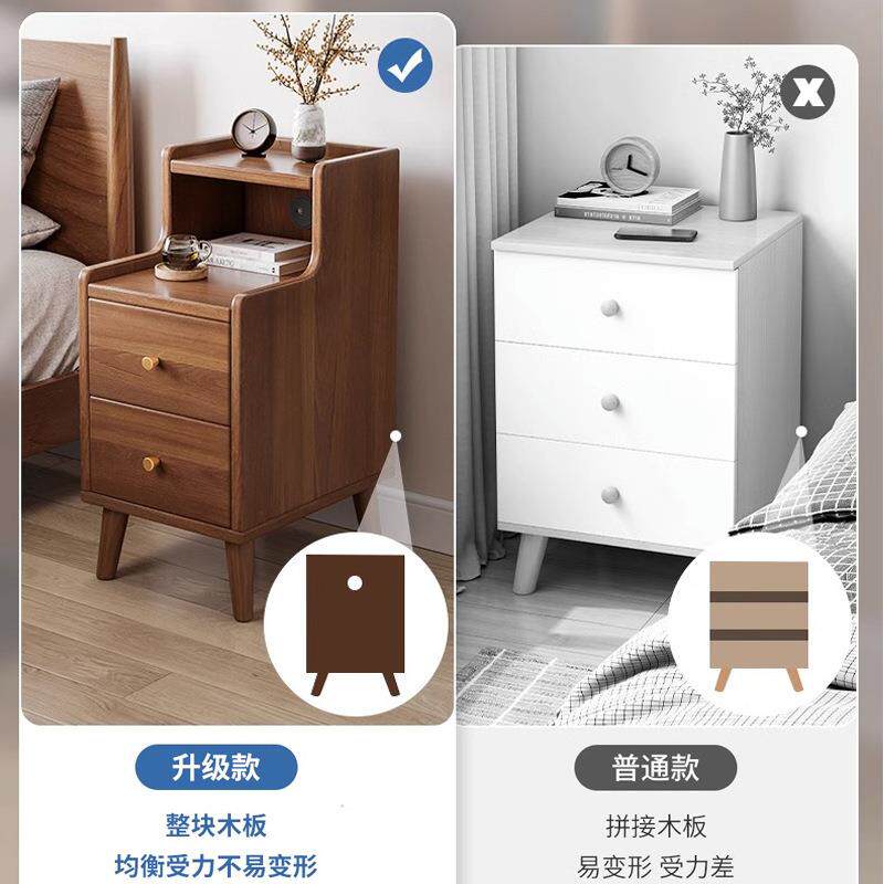 K*置物架卧室现代简约小型实木色床边柜简易收纳柜储物小柜床头柜