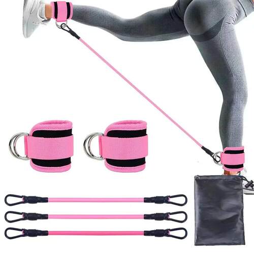 TPE Resistance Bands Ankle Straps Fitness Set D-Ring Support