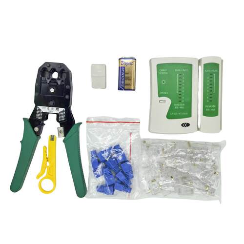 网钳测试仪50水晶头剥刀护对接头网络工具7件套组合纸线盒套装