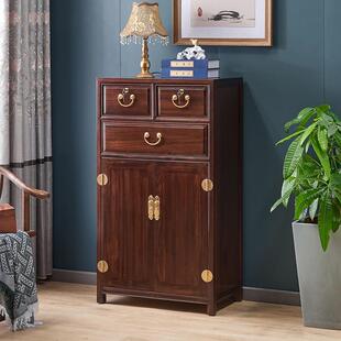 中式 香樟木五YSO斗柜厅带抽锁屉储物边柜卧客室实木斗柜柜双门收