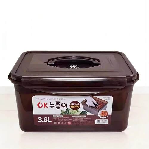 韩国食品级OK泡菜盒长方形塑料密封保鲜盒大容带手提食材保管