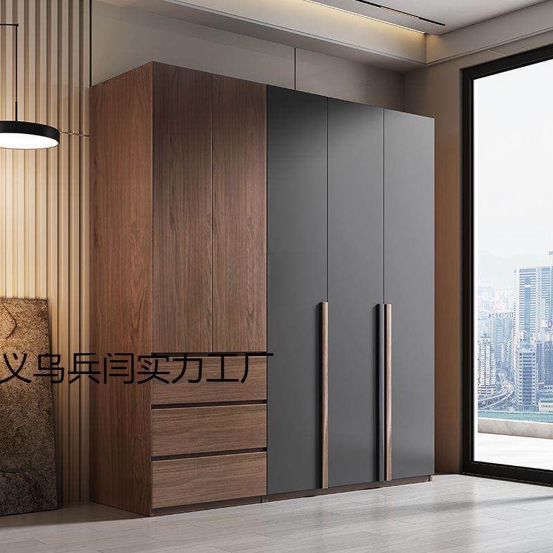 轻奢风推拉门衣柜家用卧室移门大衣柜简易实木小户型可现做衣橱收