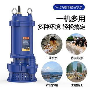 WQX高扬程工程泵水VEN泵化工潜水排田污泵污农抽灌溉水泵立式 潜污