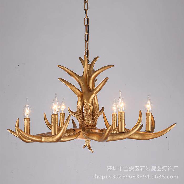 美式乡村个性鹿角灯创意网咖工作室服装店吊灯客厅餐厅咖啡厅灯具