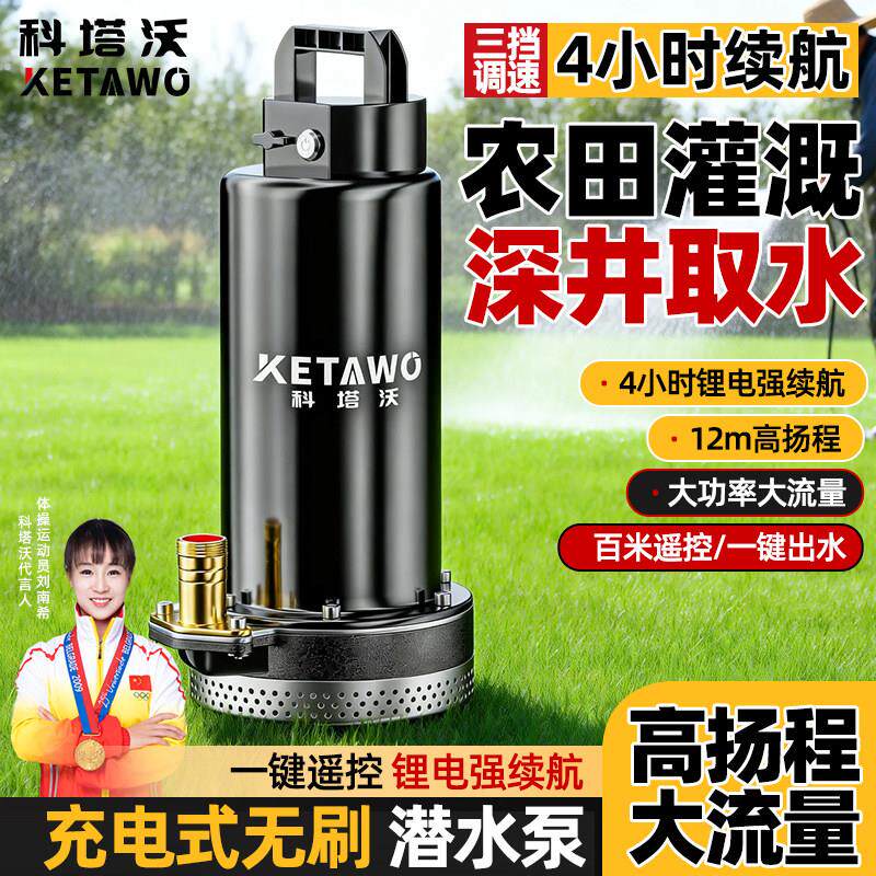 无线锂电池潜水泵充电式无刷直流遥控抽水泵小型大功率浇菜灌溉机