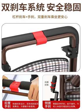 老人代步车买菜车可坐推带刹车折叠推代车老人年四轮步助可DBD力