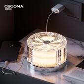 奥斯哥纳︱轻奢水晶台灯卧室床头玄关托 托盘高级氛围感小夜灯︱